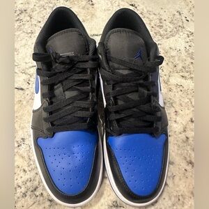 Authentic Jordan1’s Low Cut Men's Sneakers - Black, Blue, White Size 12 Men